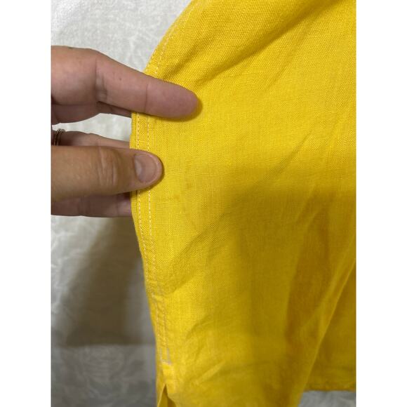 Cutter & Buck Button Up 4XB Yellow 100% Linen Short Sleeve - Picture 3 of 12